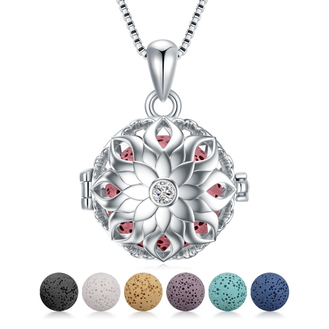 Collana con ciondolo a nodo celtico in argento sterling a forma di circolare di pietra vulcanica-1