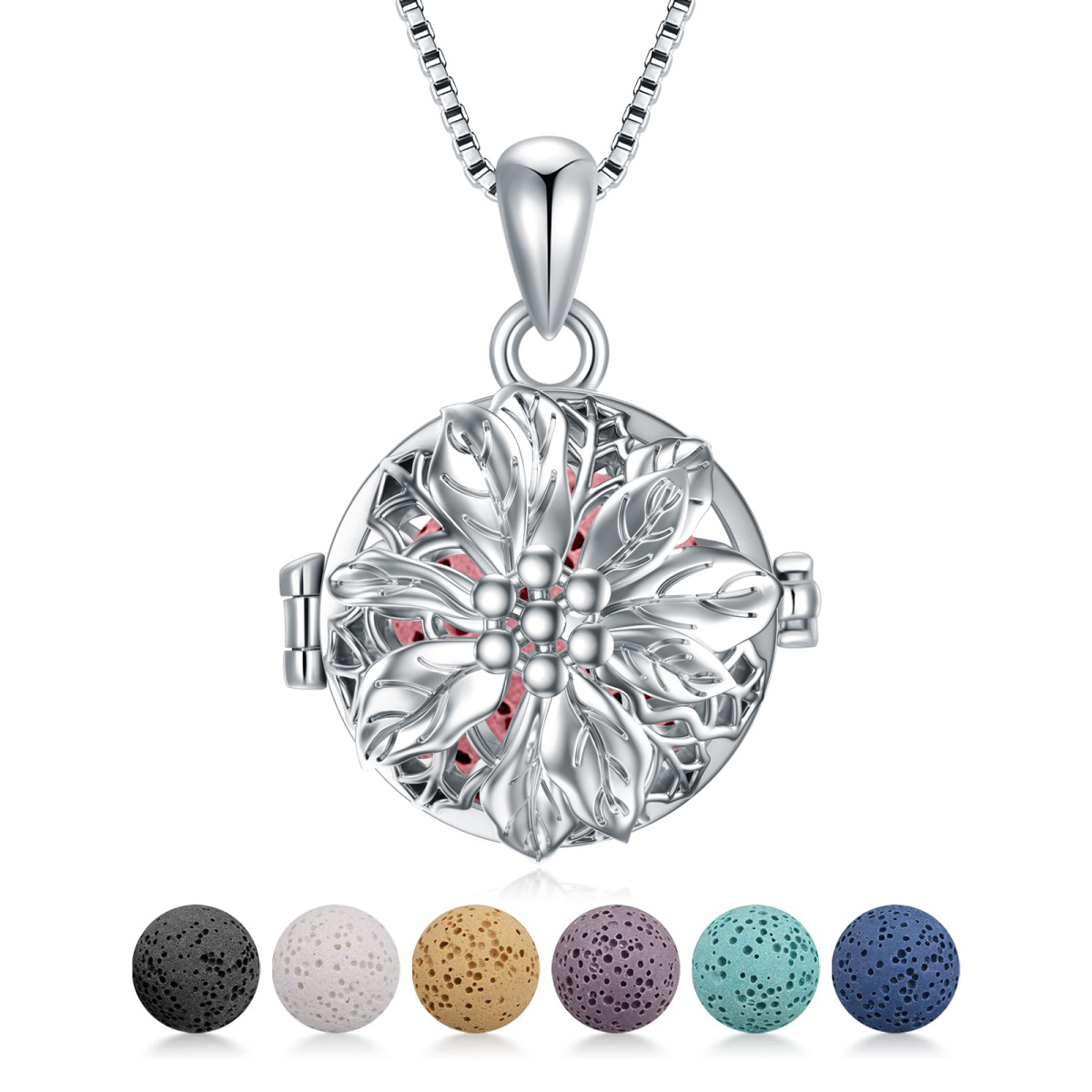 Collier en argent sterling avec pendentif nœud celtique en pierre volcanique de forme circ-2