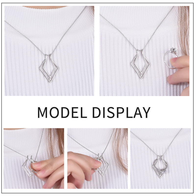 Collier pendentif en argent sterling avec anneau en zircon de forme circulaire-4