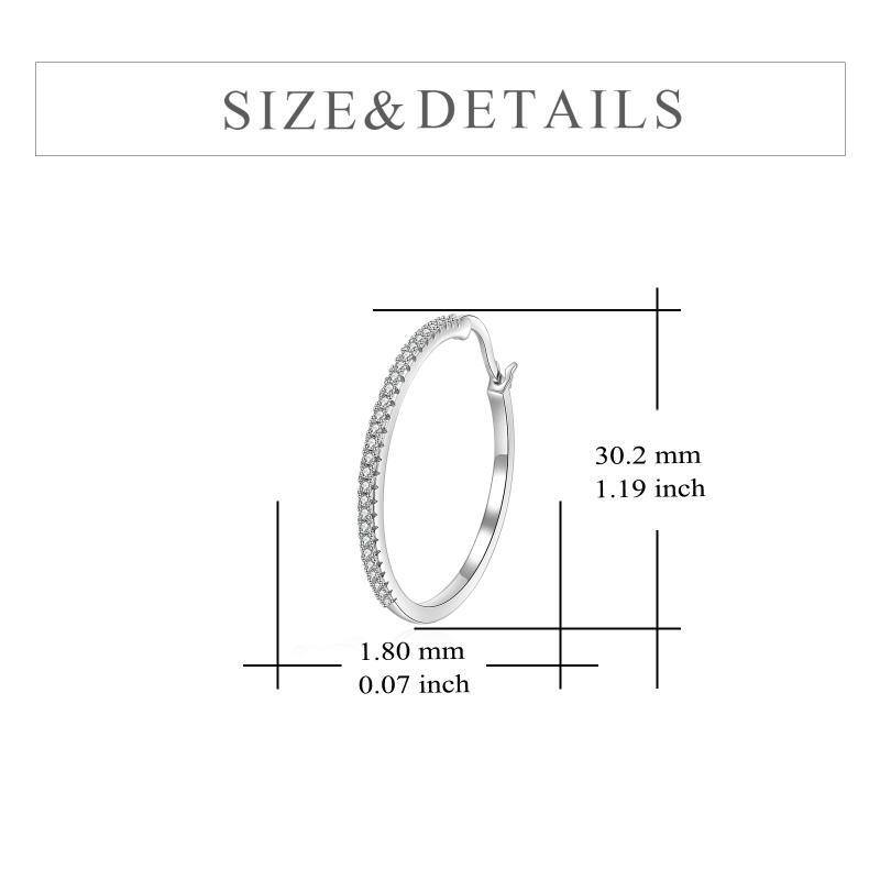 Sterling Silver Circular Shaped Zircon Round Hoop Earrings-4