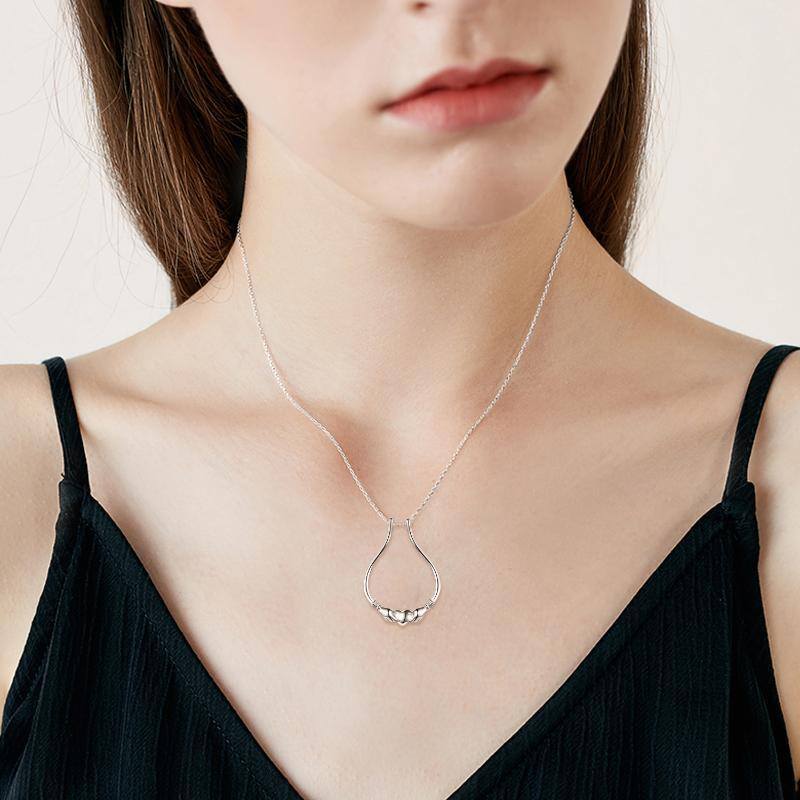 Collana con ciondolo Claddagh e porta-anelli in argento sterling-2