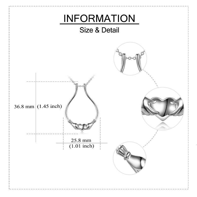 Colar com pingente de prata esterlina Claddagh com coração e porta-anéis-5