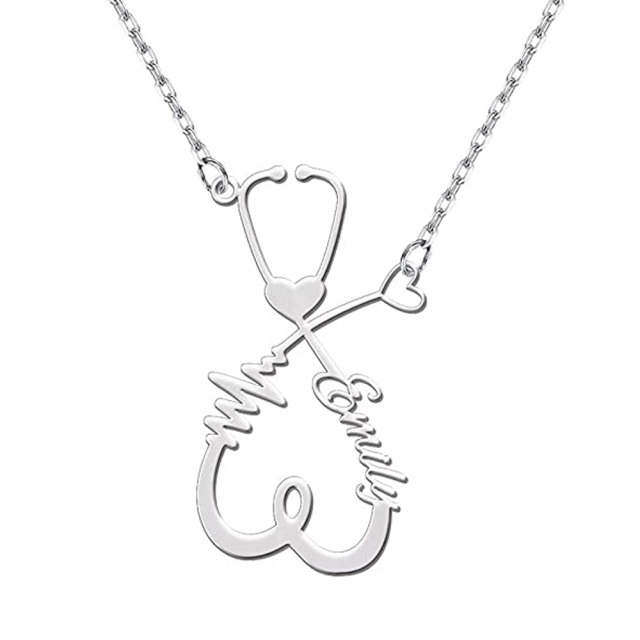 Sterling Silver Classic Name Pendant Necklace-1