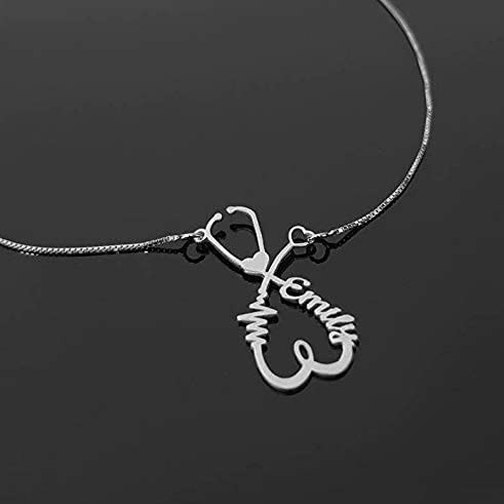 Sterling Silver Classic Name Pendant Necklace-2