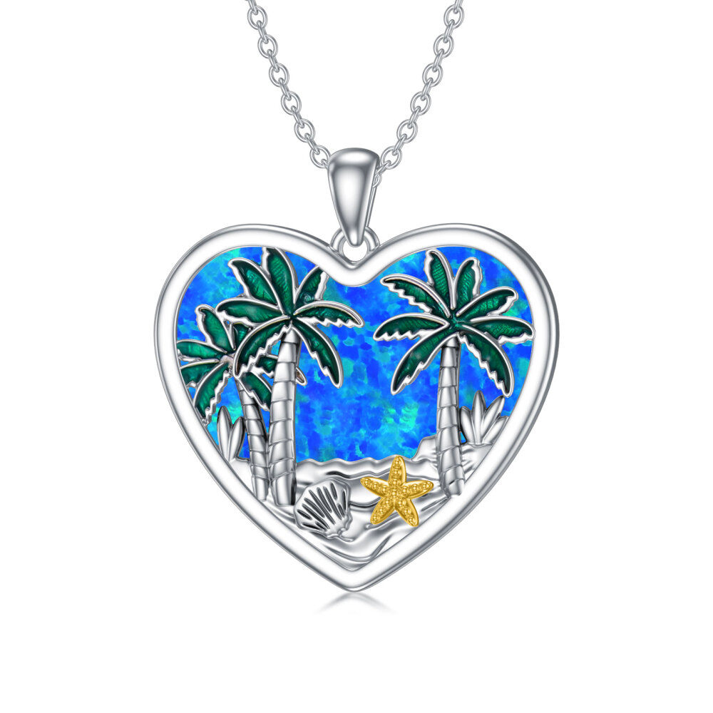 Sterling Silver Coconut Tree Pendant Necklace-1