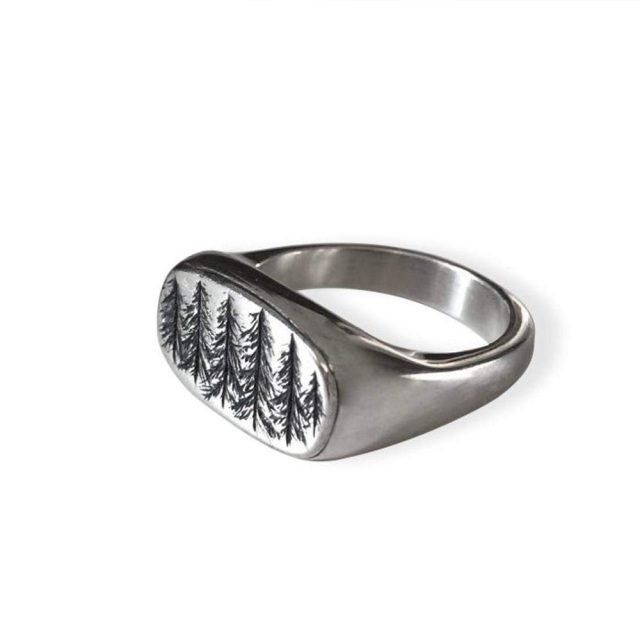 Sterling Silver Coconut Tree Ring for Men-3