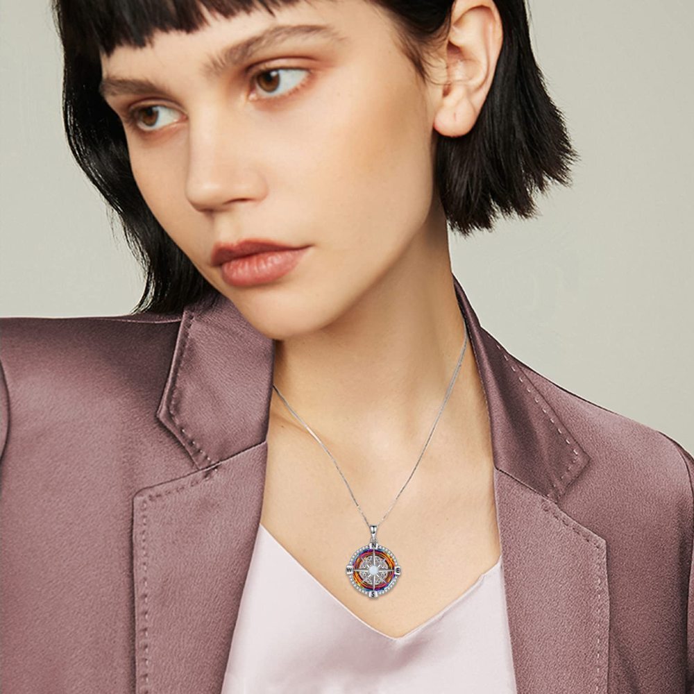 Collier pendentif en cristal de boussole en argent sterling-2