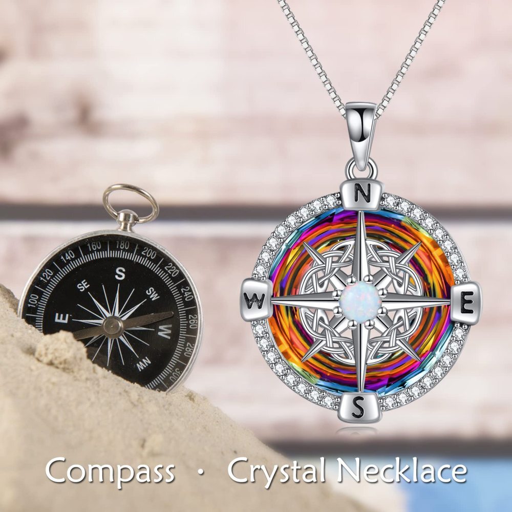 Collier pendentif en cristal de boussole en argent sterling-3