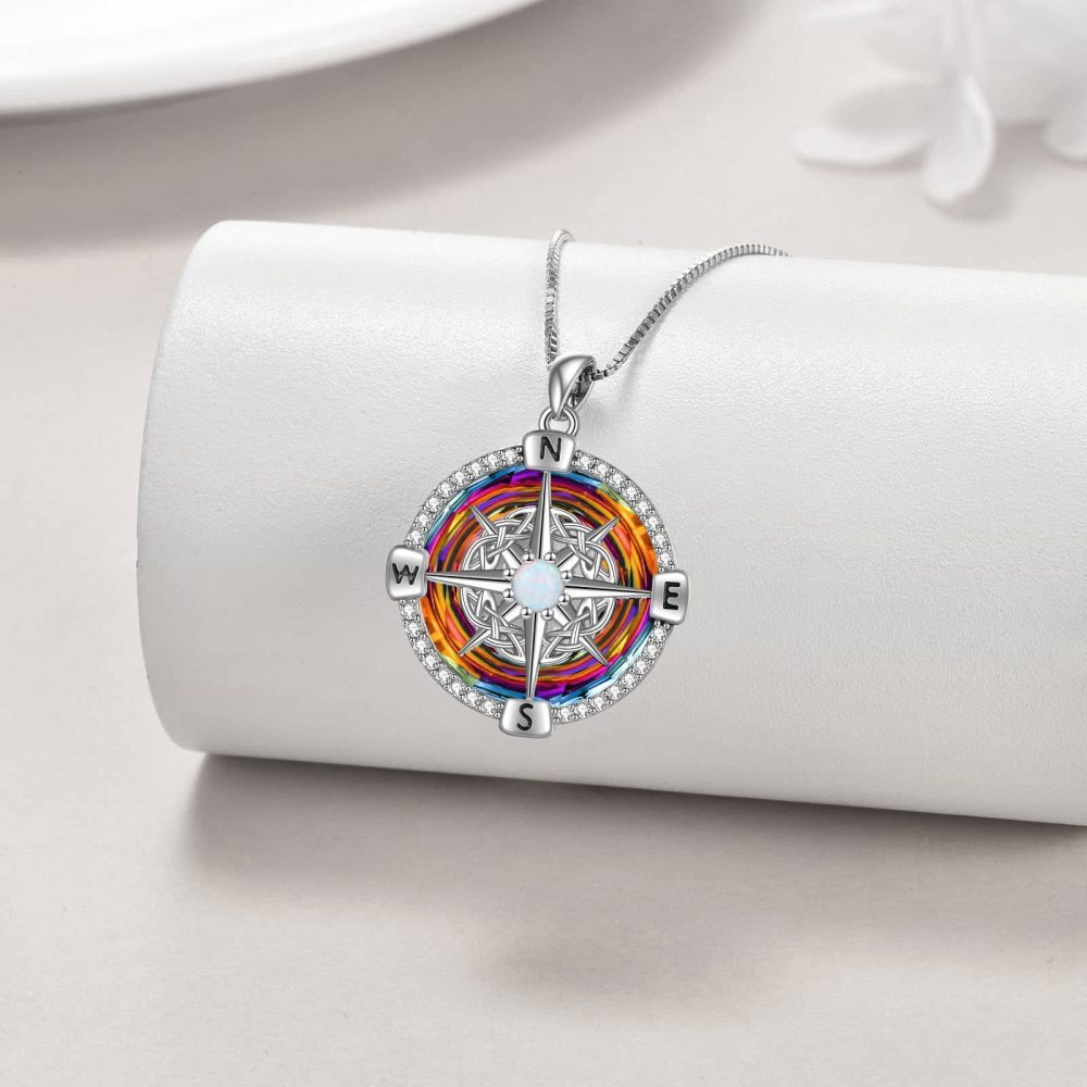 Collier pendentif en cristal de boussole en argent sterling-4