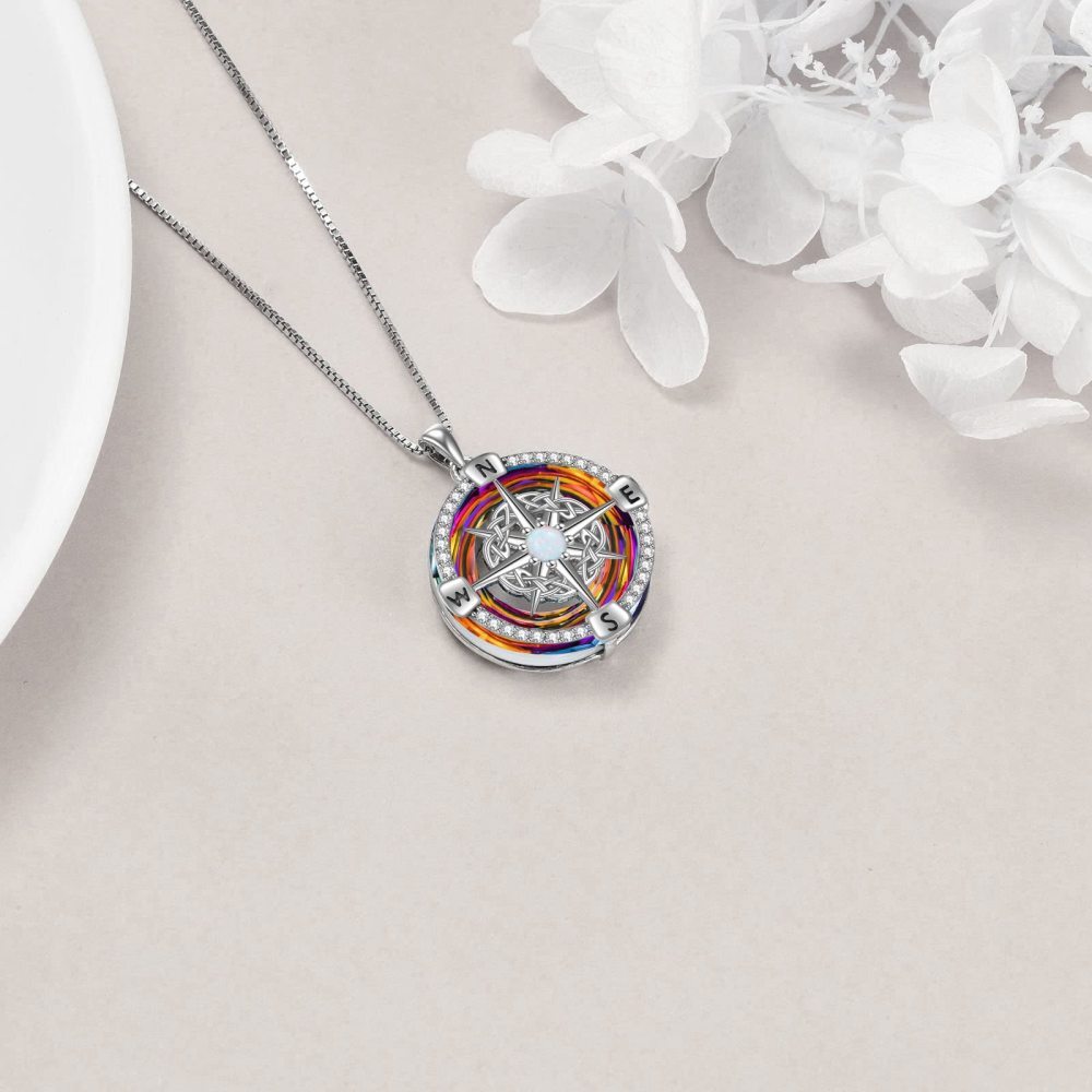 Collier pendentif en cristal de boussole en argent sterling-5