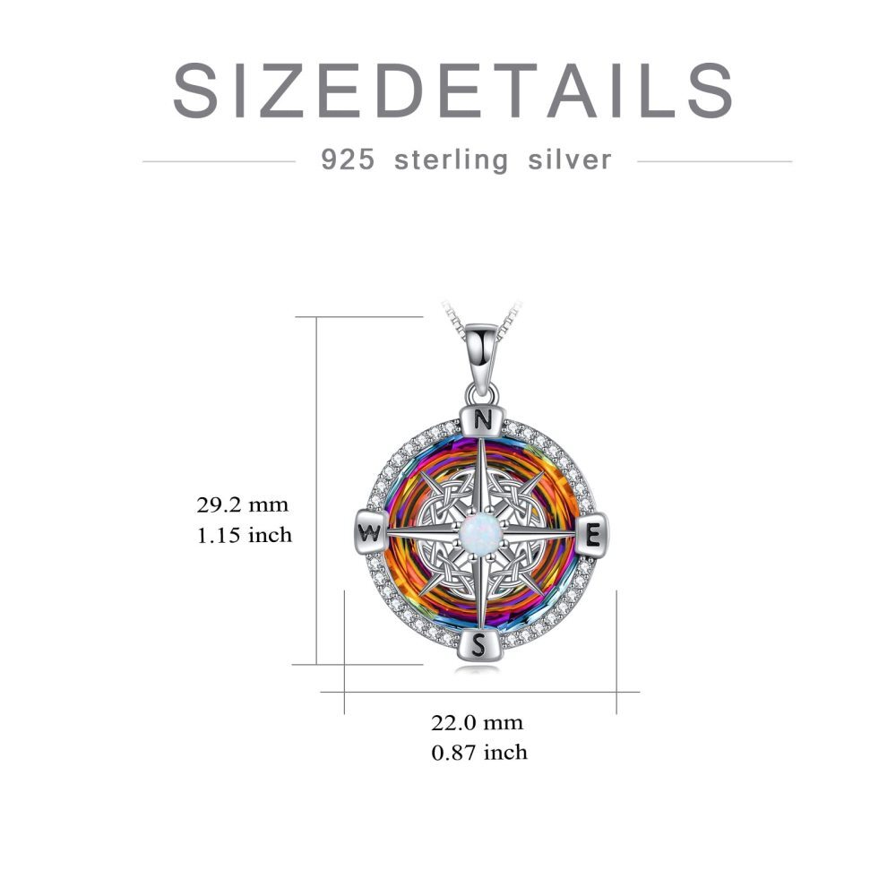 Collier pendentif en cristal de boussole en argent sterling-6