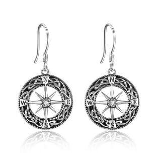 Sterling Silver Compass Drop Earrings-46