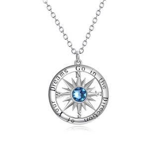 Sterling Silver Cubic Zirconia Compass Pendant Necklace Gift for Graduates-33