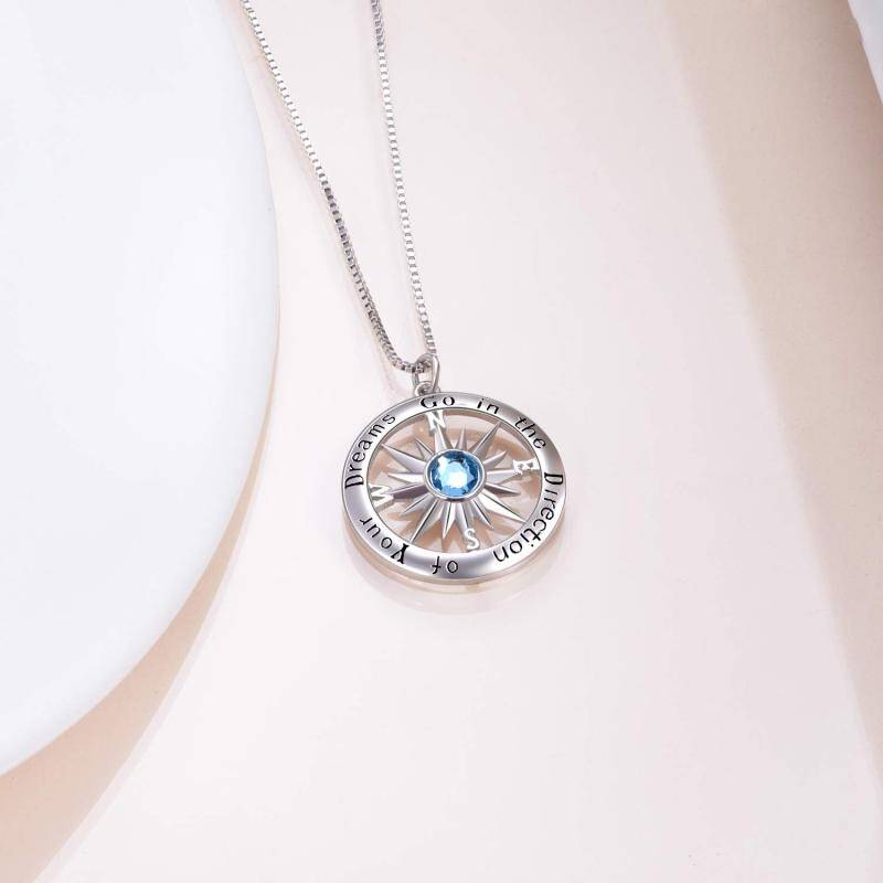 Colar com pingente de bússola de zircónio cúbico em prata esterlina Prenda para licenciados-4