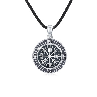 Sterling Silver Compass Pendant Necklace-34