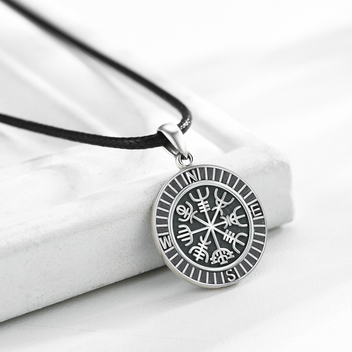 Sterling Silver Compass Pendant Necklace-4