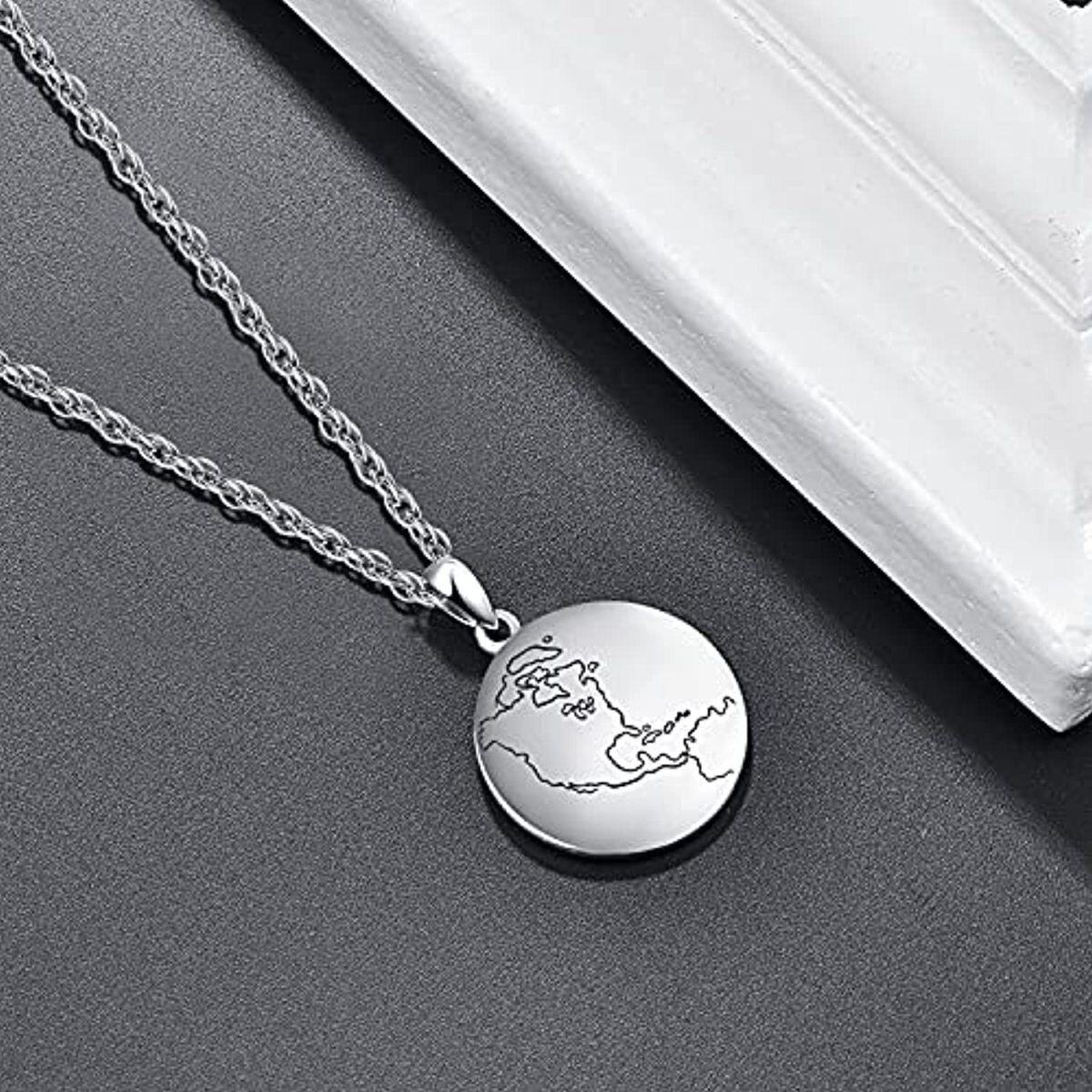 Sterling Silver Compass Pendant Necklace-4