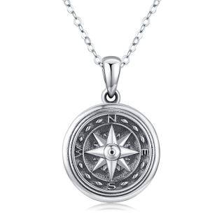 Sterling Silver Compass Personalized Photo Locket Necklace-49