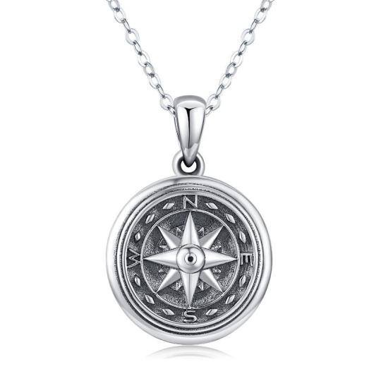 Collana con medaglione con foto personalizzata con bussola in argento sterling