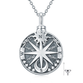 Sterling Silver Compass Sun & Moon Urn Necklace for Ashes-25