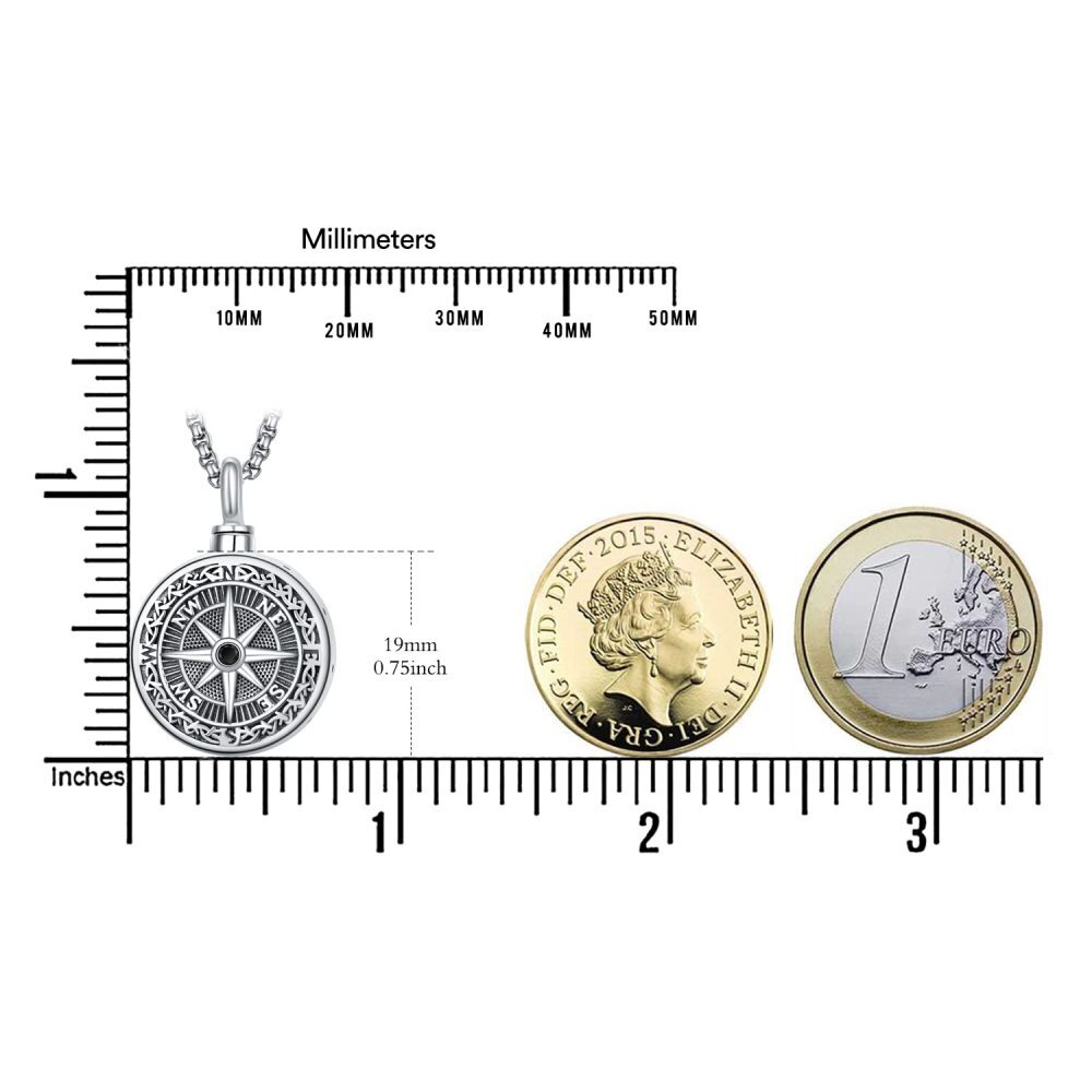 Urna de cenizas con brújula de plata de ley para hombre-5