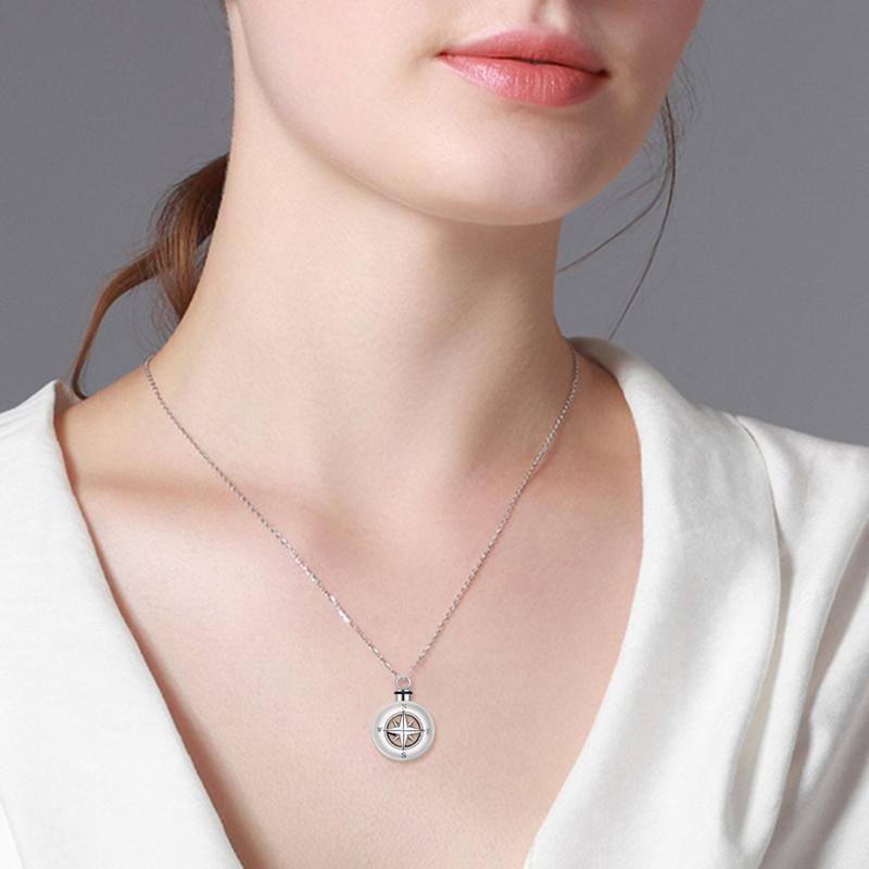 Collier d’urne boussole en argent sterling pour cendres-2