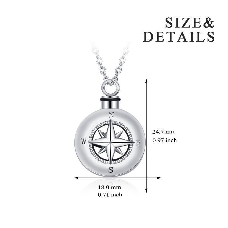 Sterling Silver Compass Urn Necklace for Ashes-5