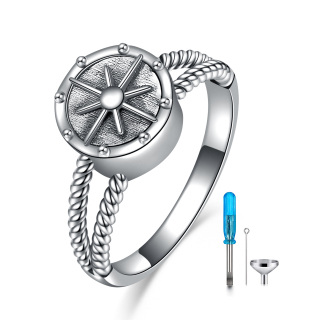 Sterling Silver Compass Urn Ring-35