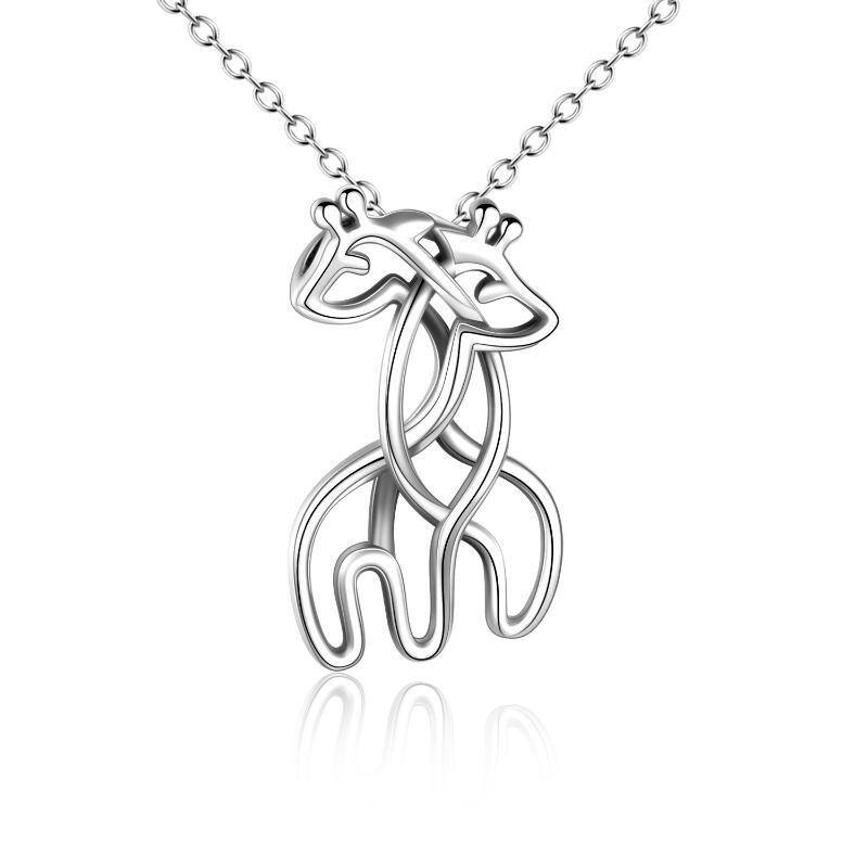 Sterling Silver Couple Giraffe Pendant Necklace for Lovers-8