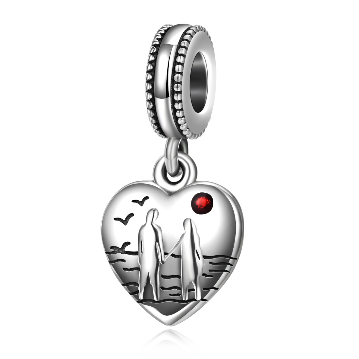 Sterling Silver Couple & Heart Dangle Charm-1