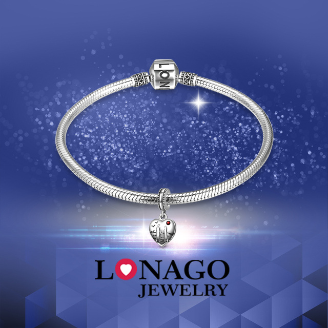 Charm a forma di coppia e cuore in argento sterling-4