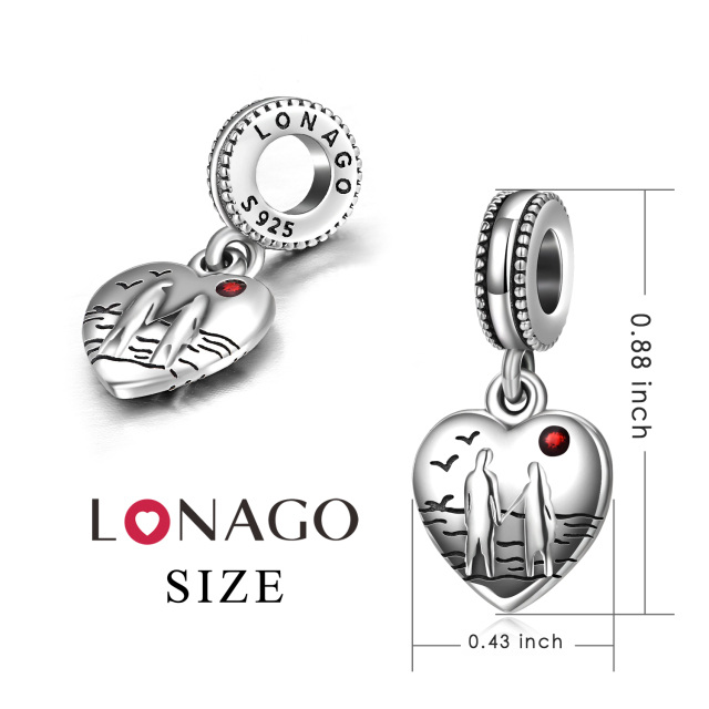 Charm a forma di coppia e cuore in argento sterling-6