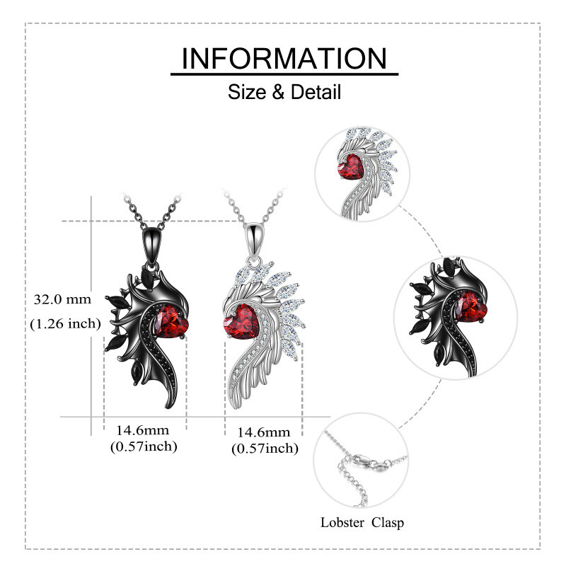 Sterling Silber Cubic Zirkonia Paar & Herz-Anhänger Halskette-6