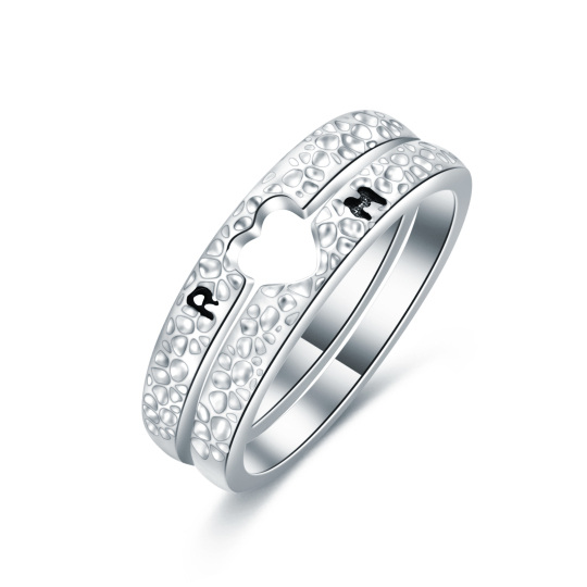 Sterling Silver Heart Matching Couple Rings Anniversary Gift For Men Women