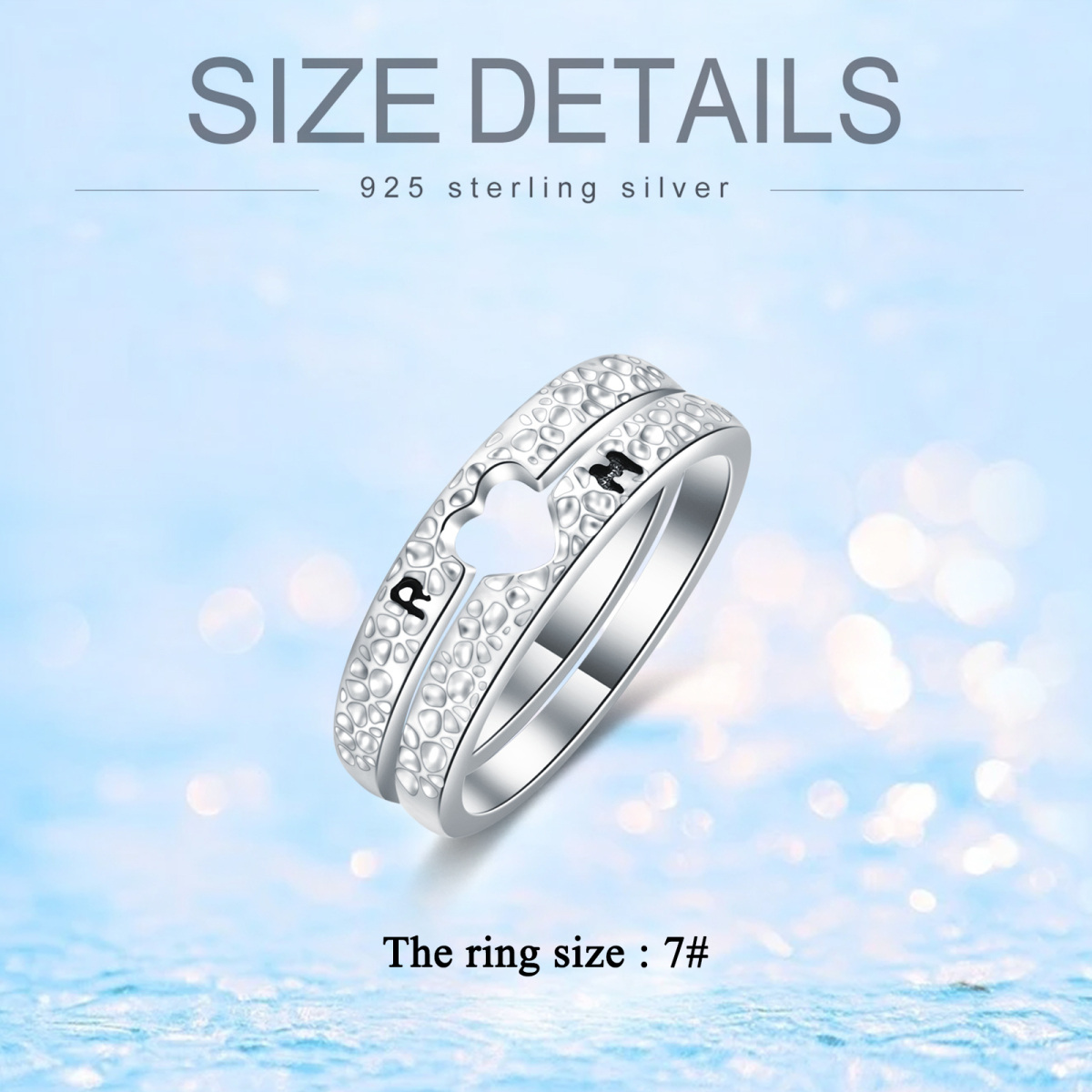 Sterling Silver Heart Matching Couple Rings Anniversary Gift For Men Women-6