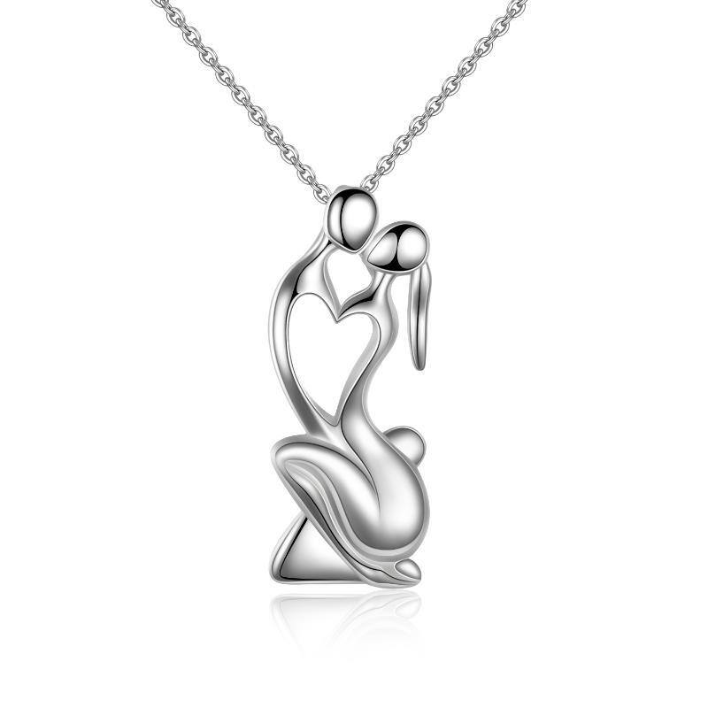 Collier à pendentif couple en argent sterling-16