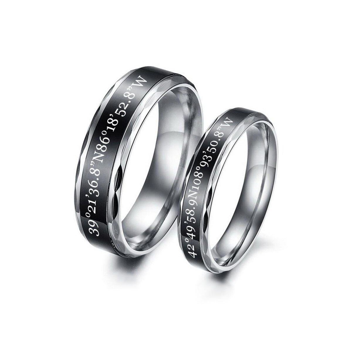 Anillos de pareja con grabado personalizado en plata de ley-1