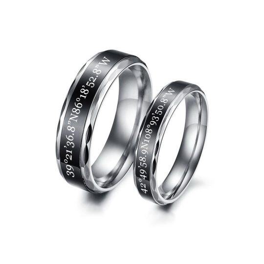 Bagues de couple gravées personnalisées en argent sterling