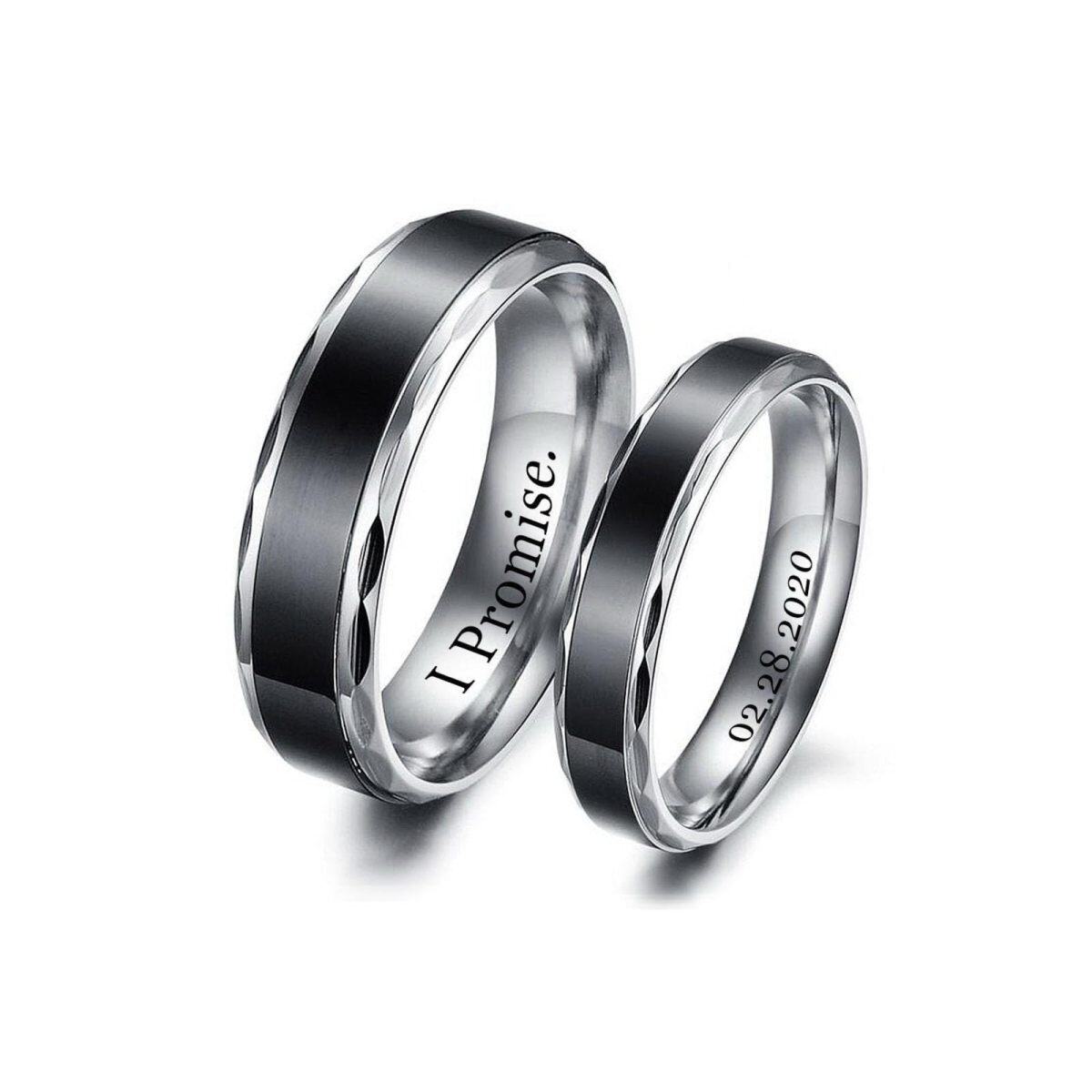 Anillos de pareja con grabado personalizado en plata de ley-5