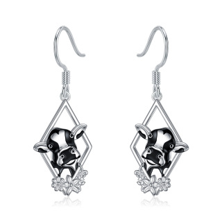 Sterling Silver Cow Drop Earrings-2