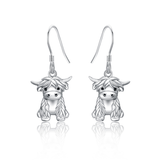 Sterling Silver Cow Drop Earrings-1