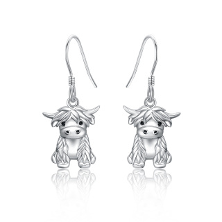 Sterling Silver Cow Drop Earrings-16