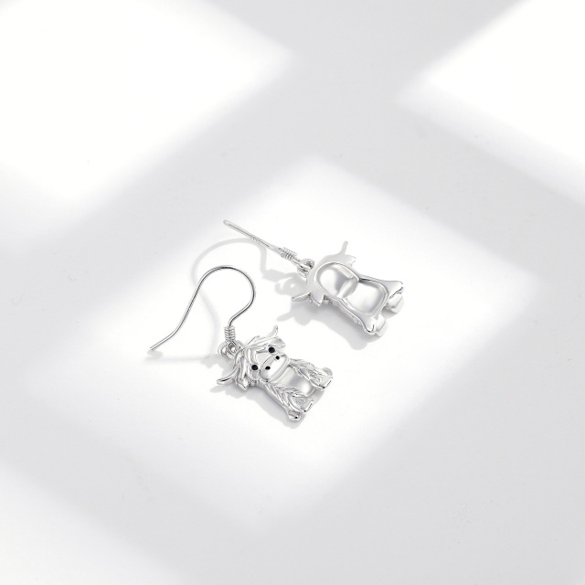 Boucles d'oreilles pendantes en forme de vache en argent sterling-4