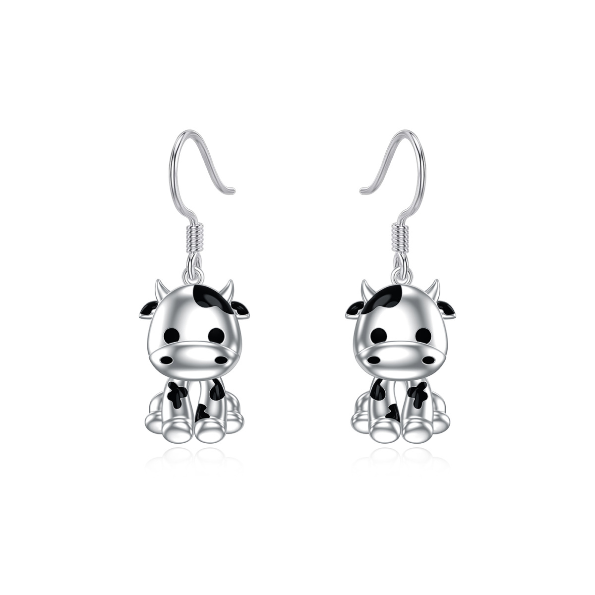 Sterling Silver Cow Drop Earrings-1