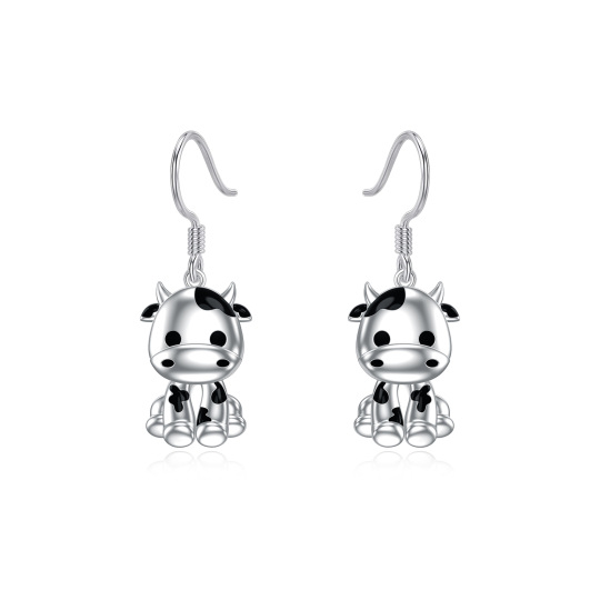 Sterling Silver Cow Drop Earrings