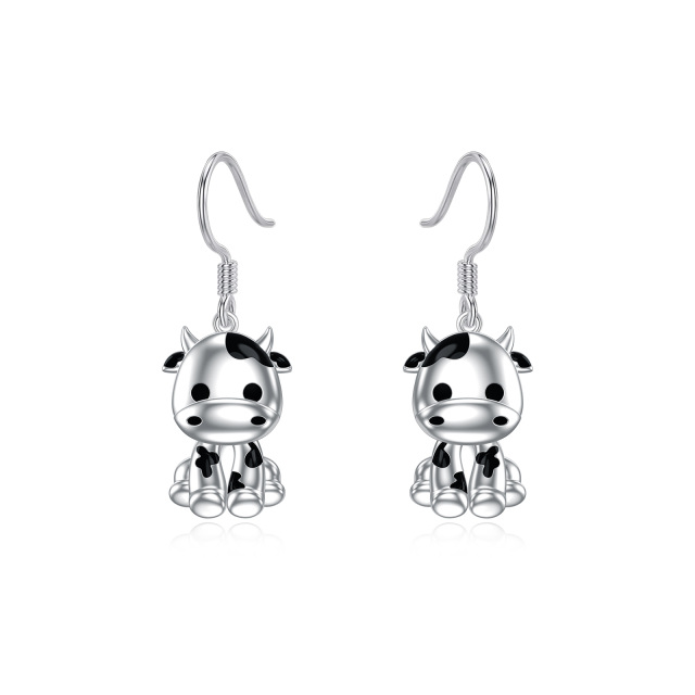 Sterling Silver Cow Drop Earrings-1