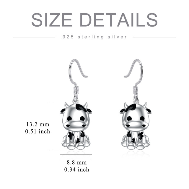 Pendants d'oreilles vache en argent sterling-4