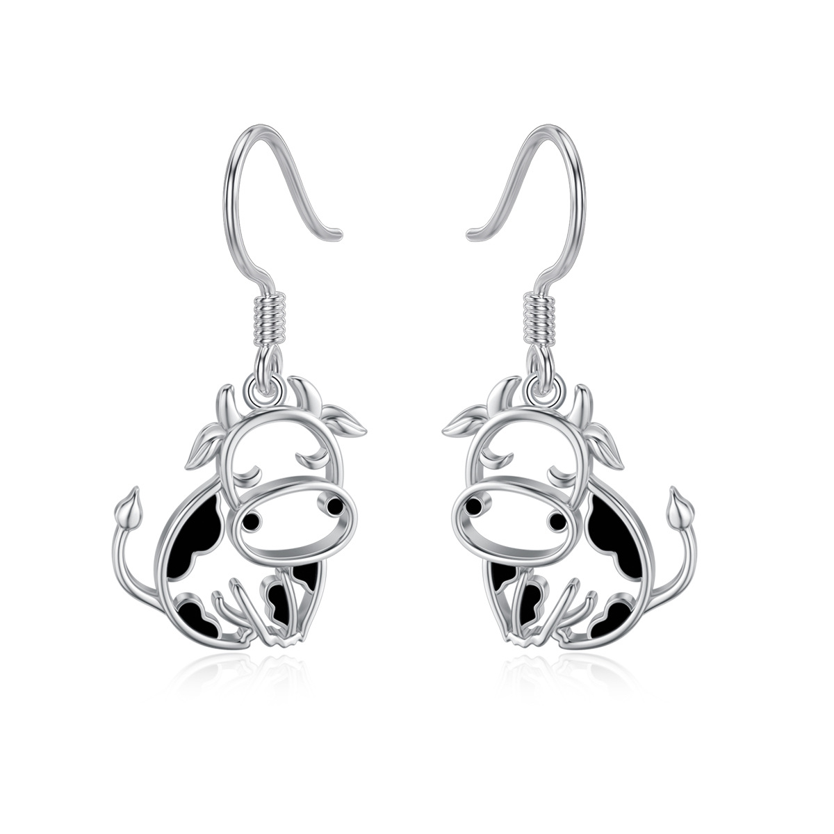 Pendants d'oreilles vache en argent sterling-1