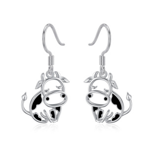 Sterling Silver Cow Drop Earrings-14