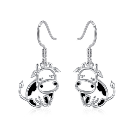 Sterling Silver Cow Drop Earrings